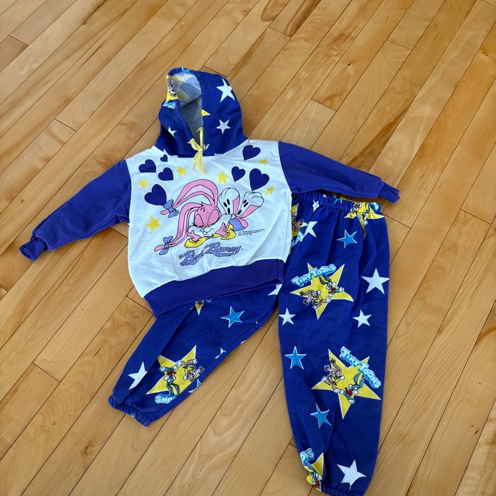 Vintage 1993 90’s Looney Tunes Baby Tracksuit Babs Bunny Purple Tiny Toons 24m - Picture 2 of 12